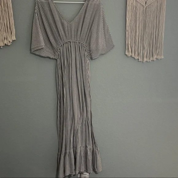 Striped Blue and White Women's Dress - Picture 3 of 3